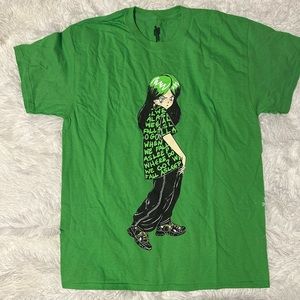 Green Anime Billie Eilish Graphic T-Shirt